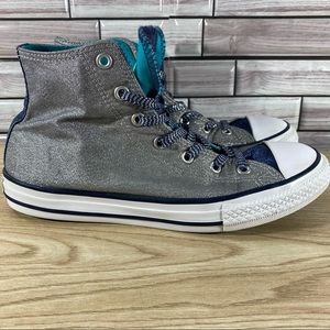 Converse Chuck Taylor All Star High Tops Metallic Wolf Gray/Midnight Navy Size 5